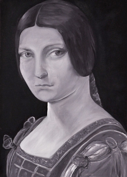 Bildnis einer jungen Frau, nach einem Motiv von Leonardo da Vinci, Gemälde